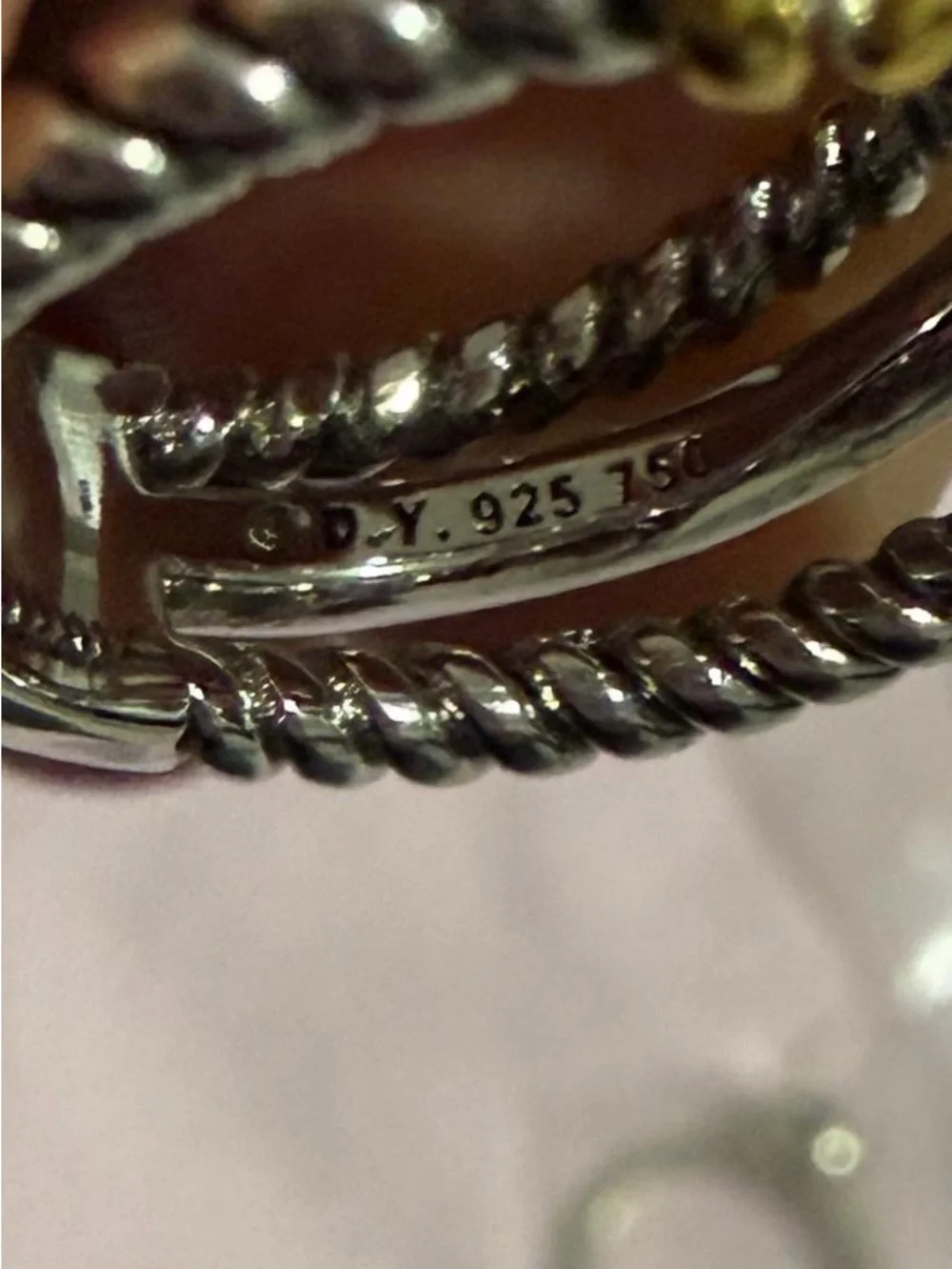 David Yurman Two-Tone Pavé Cable Stackable Ring - Picture 2 of 2